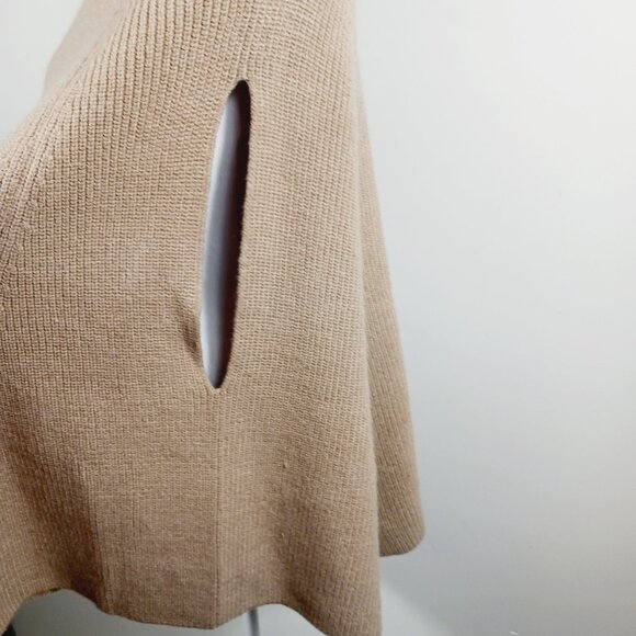 NWT Classic Tan Turtleneck Cape, Poncho Sweater W/ Armholes by PINCH, Size M/L - Picture 6 of 16